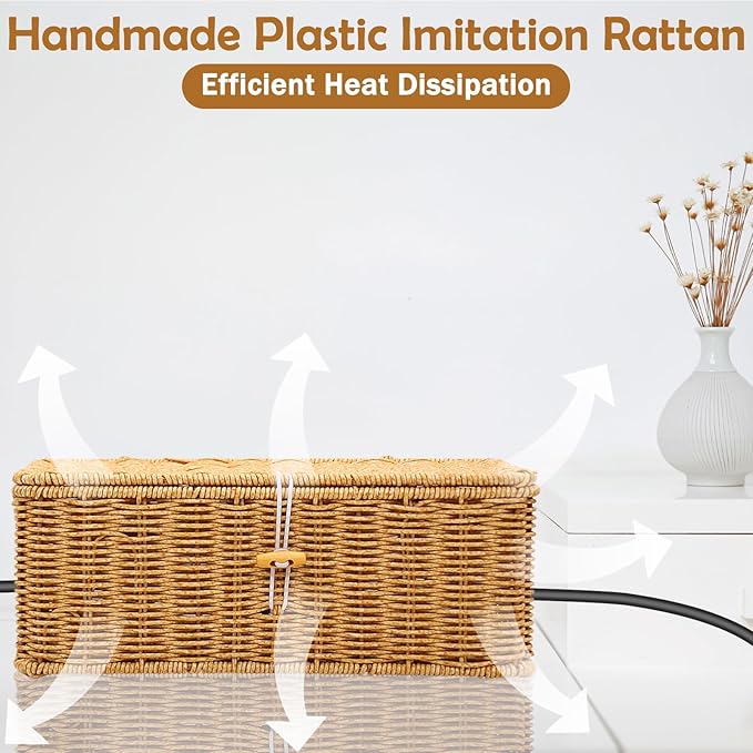 Cable Management Box, Handmade Imitation Rattan Cord Cable Organizer, Cable - Image 6
