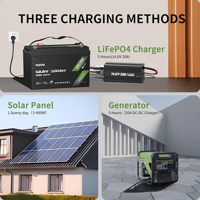 OKMO 12V 100Ah LiFePO4 Battery, Lithium Battery 100A BMS, 10 Years Lifetime - Image 7
