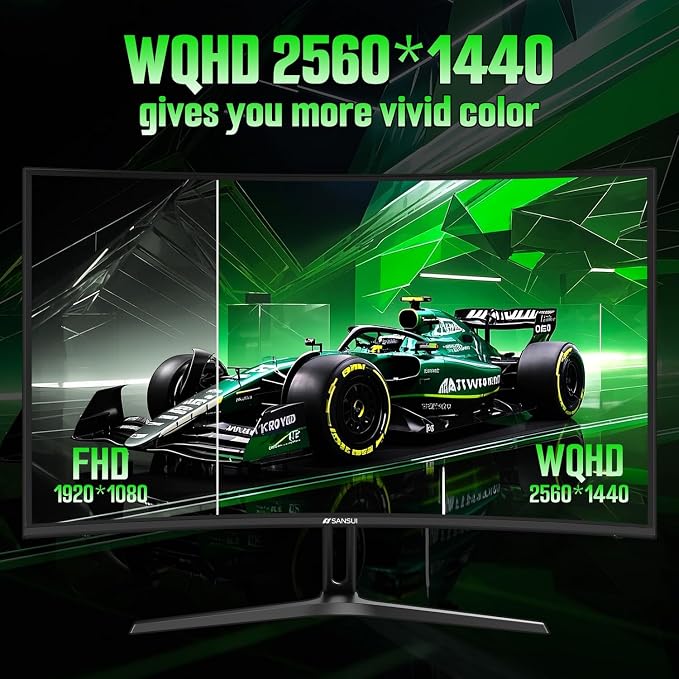 SANSUI 27 Inch Curved 240Hz Gaming Monitor, 2K WQHD 1500R Curved Computer - Image 3