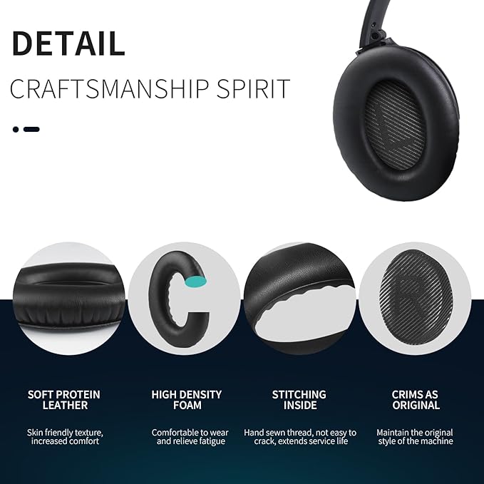 Ear Pads for Bose QC35: Durable Comfortable Noise Cancellation Replacement - Image 4