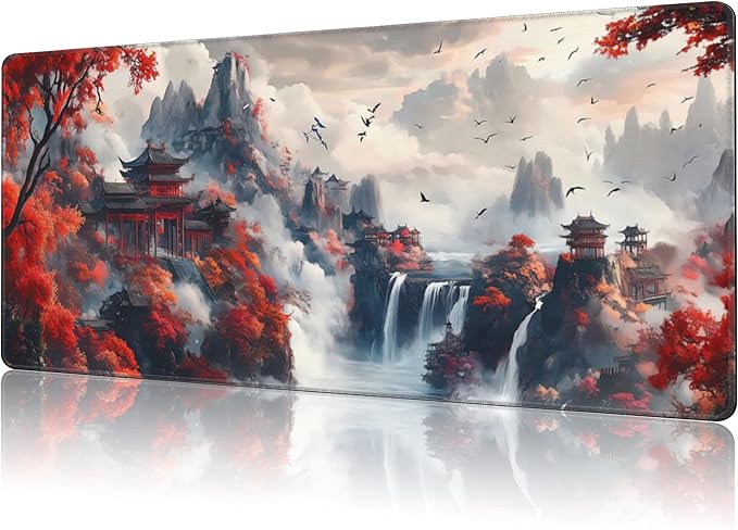 Mouse Pad Large Chinese-Style Landscape Painting Non-Slip Gaming Desk Mat by NIYLYNSYN