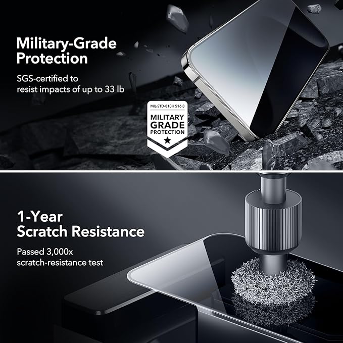 ESR 3 Pack for iPhone 15 Pro Privacy Screen Protector, Anti-spy Tempered-Glass - Image 4
