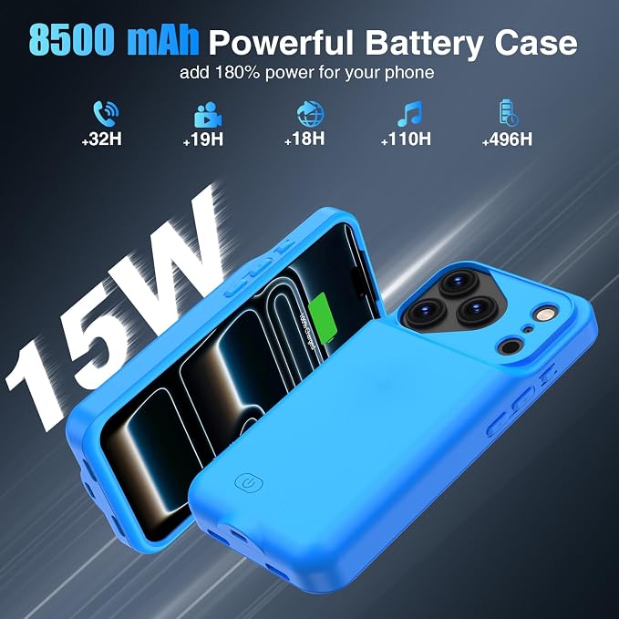 GIN FOXI Battery Case for iPhone 17 Pro, Charging Case Charger 8500mAh - Image 3