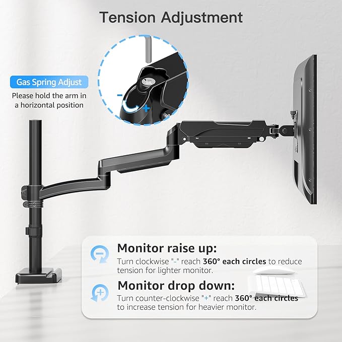 MOUNTUP 27 inch Extra Long Monitor Arm, Single Desk Mount - Image 9