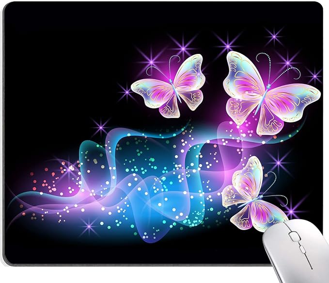 IMAYONDIA Glowing Night Pink Butterflies Mouse Mat by IMAYONDIA