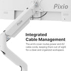 Pixio PS2D White Ultrawide Heavy-Duty Premium Dual Monitor Arm Stand Desk Mount - Image 5