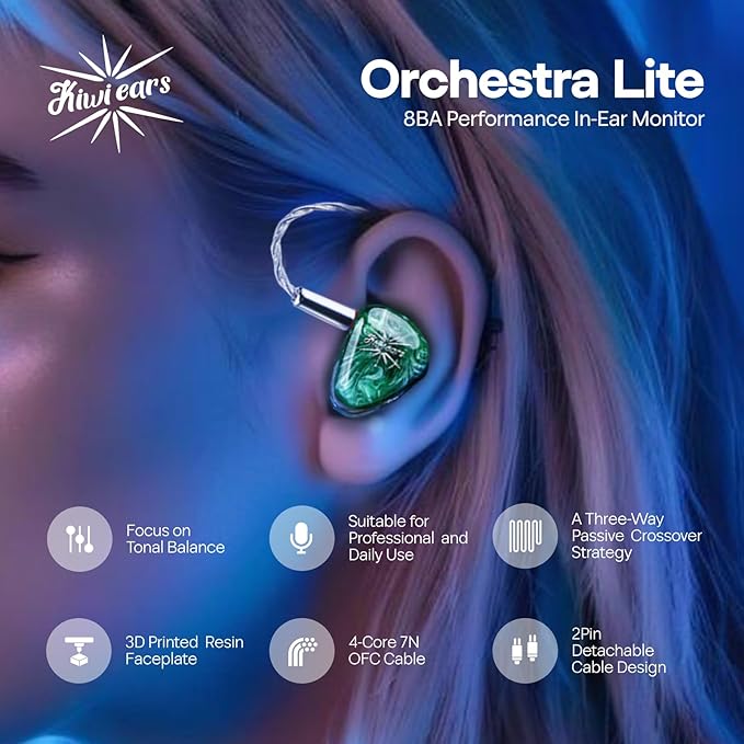 Linsoul Kiwi Ears Orchestra Lite Performance Custom 8BA in-Ear Monitor IEM - Image 3