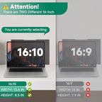Nano-Suction Laptop Privacy Screen 16 Inch 16:10, Removale Screen Privacy Shield - Image 3