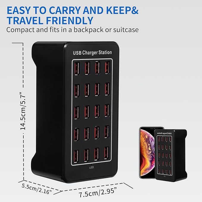 20-Port Desktop USB Charging Station - 100W Multi-Function Smart Charger - Image 2