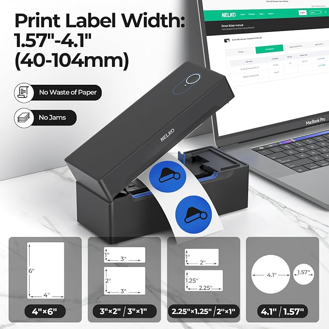 Nelko Bluetooth Thermal Shipping Label Printer, Wireless 4x6 Shipping Label - Image 3