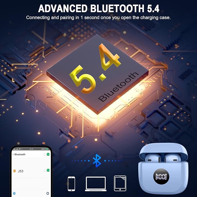 Wireless Earbuds, 40H Playback Mini Case IP7 Waterproof Sports Earphones - Image 2