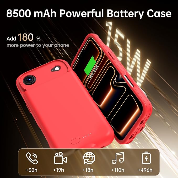 GIN FOXI Battery Case for iPhone 17 AIR, Charging Case Charger 8500mAh - Image 3