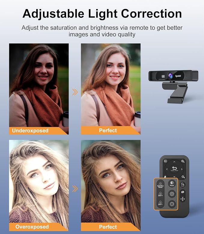 Spedal 4K UHD Webcam with Built-in AI Noise Reduction Dual Microphones - Image 5