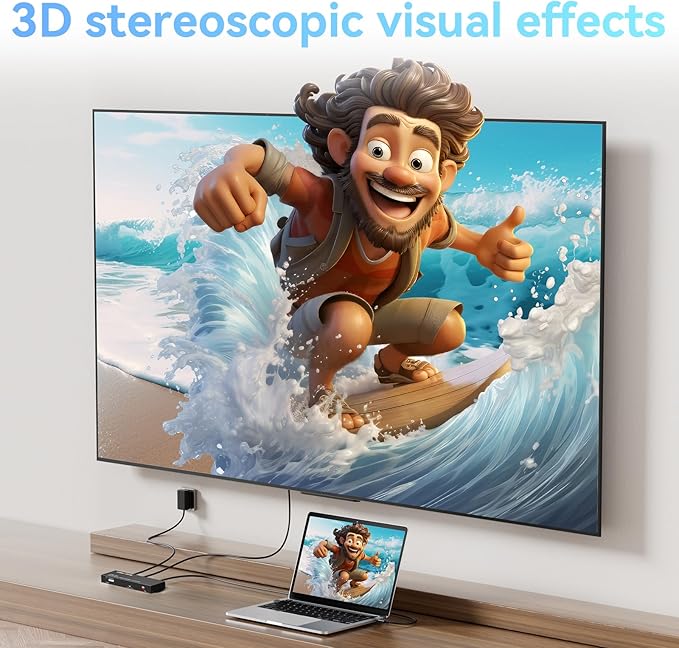 HDMI Splitter 1 in 8 Out, 8 Port HDMI Splitter Support 4K@60Hz 4:4:4 8-bit - Image 4