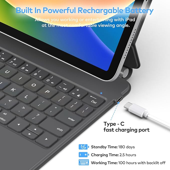 Keyboard Case for iPad 10th Generation 2022 & 11th – Magic-Style Keyboard - Image 9