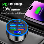 Super Fast Charge USB C Car Phone Charger Adapter 6 in 1 - Image 6