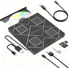 5-in-1 Extemal CD/DVD Drive for Laptop, USB 3.0 & Type-C Portable CD/DvD Rw - Image 9