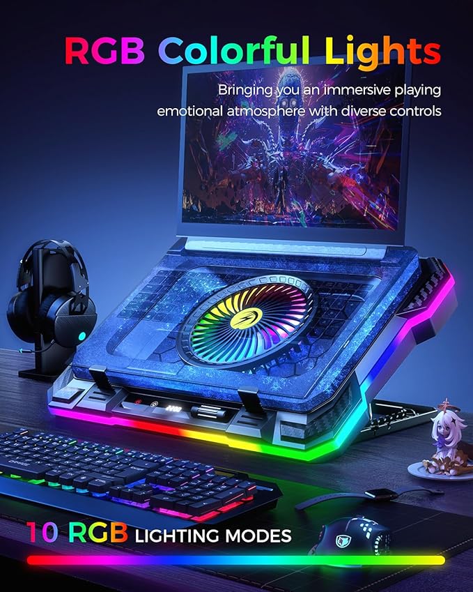 KeiBn Gaming Laptop Cooling Pad, Laptop Fan Cooling Pad - Image 4
