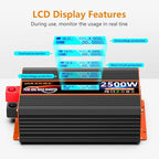 2500 Watt Pure Sine Wave Power Inverter 12V DC to 110V 120V Converter - Image 2