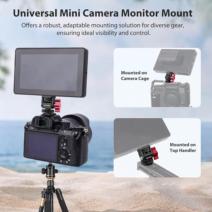 Mini Camera Monitor Mount with Cold Shoe, Aluminum Field Monitor Mount with - Image 2