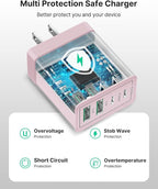 40W USB C Charger Cube, 4-Port QC Wall Plug +PD 3.0 Power Adapter Multiport - Image 4
