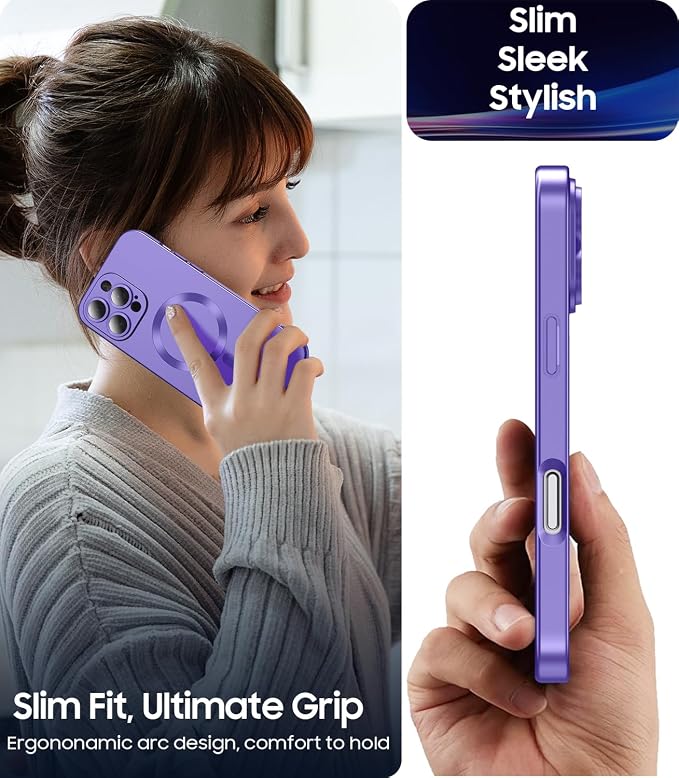 Magnetic for iPhone 16 Pro Case Slim Soft Silicone Bumper Shockproof Metallic - Image 7