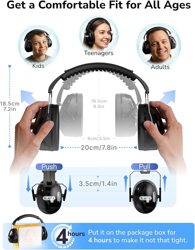 Dr.meter Hearing Protection Ear Muffs, SNR31dB Noise Cancelling Headphones - Image 9