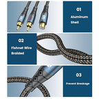 EMK RCA Splitter 2 Male to Female Extension Cable Dual Shielding Gold Plated - Image 4