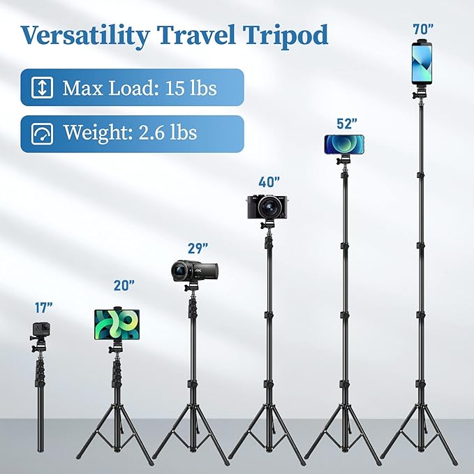 Phone Tripod, Aluminum Alloy Selfie Stick Tripods, Compatible - Image 6