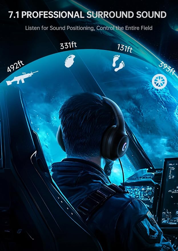 CM7002 Gaming Headset for PS5, Xbox Series, Surround Sound RGB Gaming Headphones - Image 2