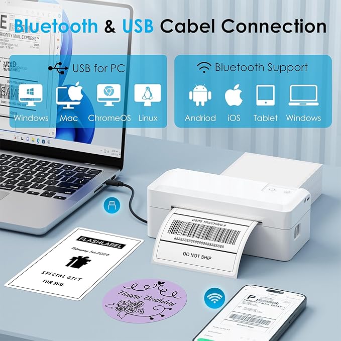 Shipping Thermal Label Printer, 4x6 Portable Label Printer, Support iPhone - Image 2