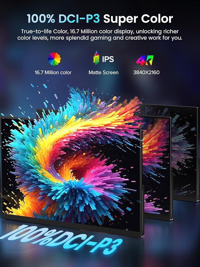 Newsoul Portable Monitor 4K, 120Hz Gaming Monitors 3840 * 2160 UHD, 100% DCI-P3 - Image 5