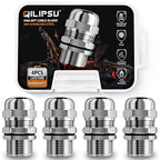 QILIPSU 4pcs 1/2" NPT 304 Stainless Steel Cable Gland Long Thread Waterproof by QILIPSU