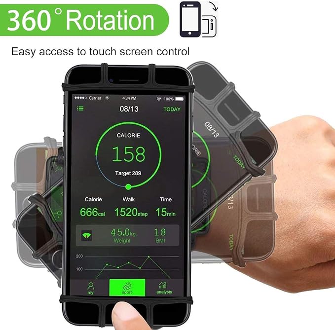 Wristband Phone Holder, HCcolo 360°Rotatable Universal Sports Wristband - Image 4