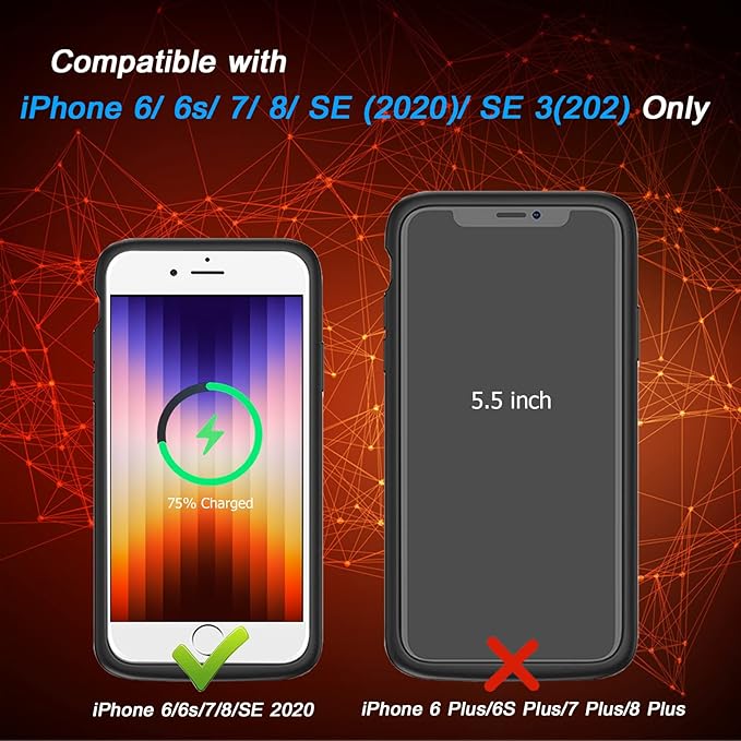 Battery Case for iPhone 7/8/6s/6/SE 2020/SE 3, Rechargeable Smart Extended - Image 2
