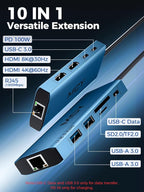 MCY USB C Hub, Laptop Docking Station Dual Monitor Single 8K, 10 in 1 Type-C - Image 2
