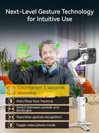 Gimbal Stabilizer for iPhone w/RGB Magnetic Fill Light, Foldable Gimbal w/7.8' - Image 6