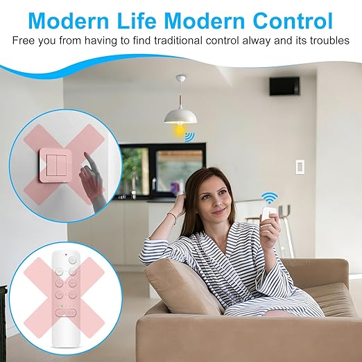Greencycle Remote Control Light Bulb Socket, Max 500W LED, Wireless Wall Light - Image 2