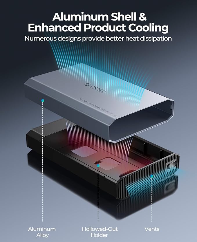ORICO Aluminum 3.5 Hard Drive Enclosure - Image 2