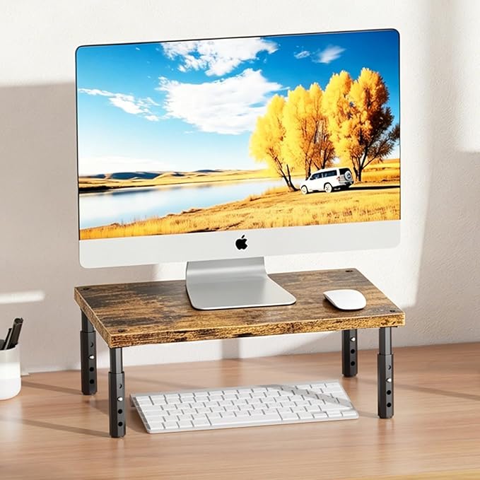ECOLOVI Adjustable Wood Computer Monitor Stand Riser, Office Desk Organizer and - Image 8