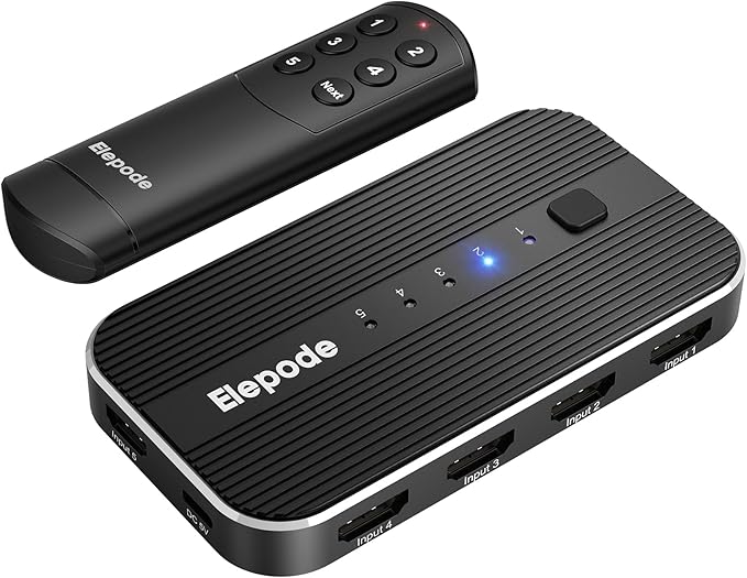 HDMI Splitter with Remote, 5 in 1 Out 4K@60Hz Elepode HDMI Switch, HDMI 2.0 by Unknown