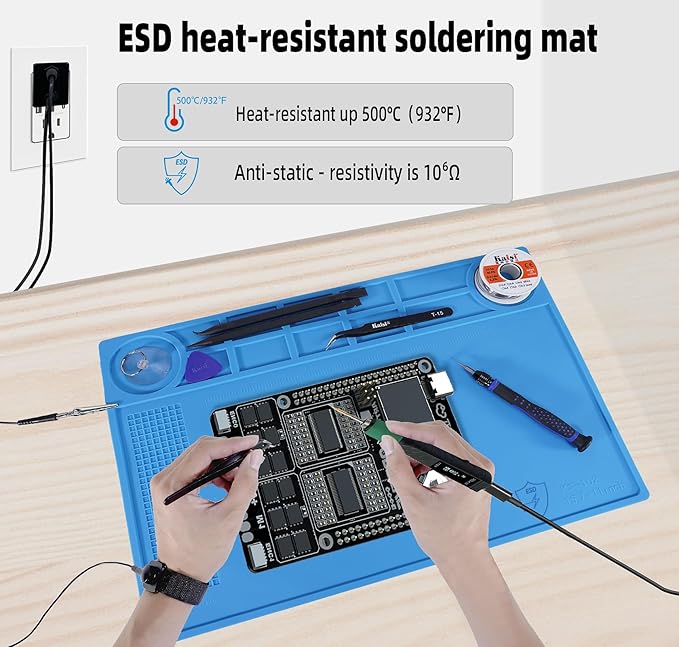 Kaisi Anti-Static Mat with ESD Wrist Strap and Grounding kit, Silicone - Image 4