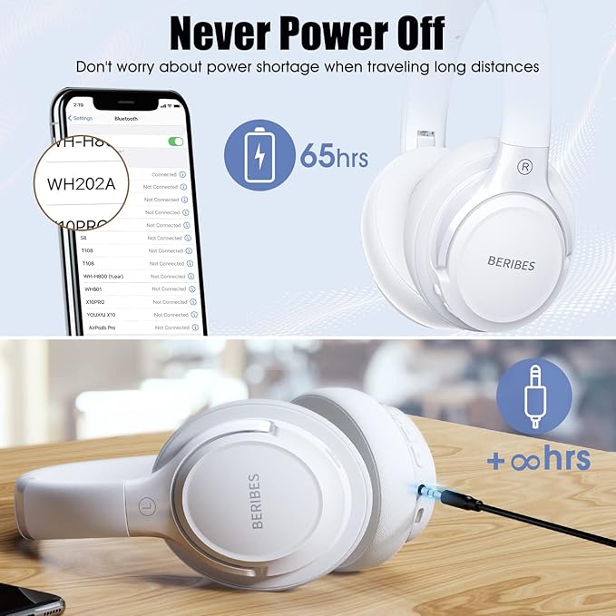 BERIBES Bluetooth Headphones Over Ear, 65H Playtime and 6 EQ Music Modes - Image 7