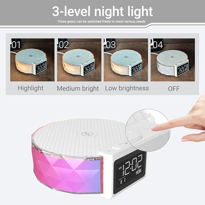 Alarm Clock with Fast Wireless Charging 15W, Digital Alarm Clock Night Lamp - Image 5