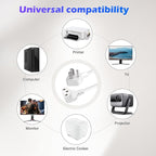 Adoreen 6 Ft Computer TV Replacement Power Cord White, Low Profile Flat Plug to - Image 7