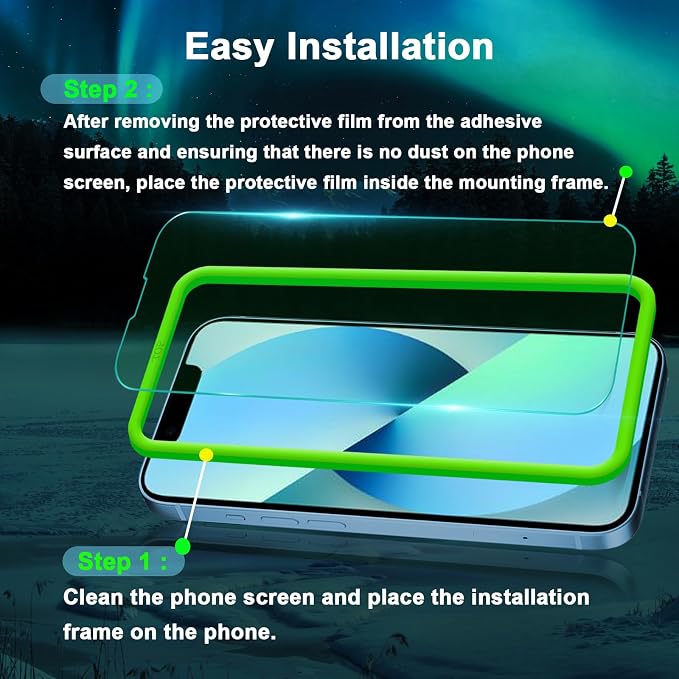 Blue Light Screen Protector for iPhone 13 mini, Eye Protection, Tempered Glass - Image 6