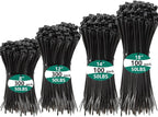 800 PCS Black Zip Ties Assorted Sizes 8+12+14+18 Inch Self-locking Nylon Cable by MasiStranth
