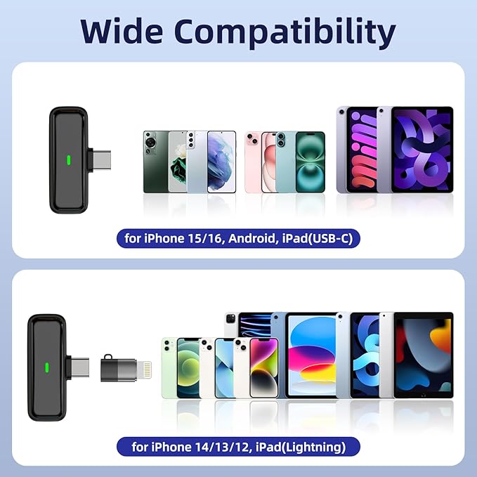 Wireless Microphone for iPhone Android Lav Mic USB C Lavalier Microphone Type C - Image 4