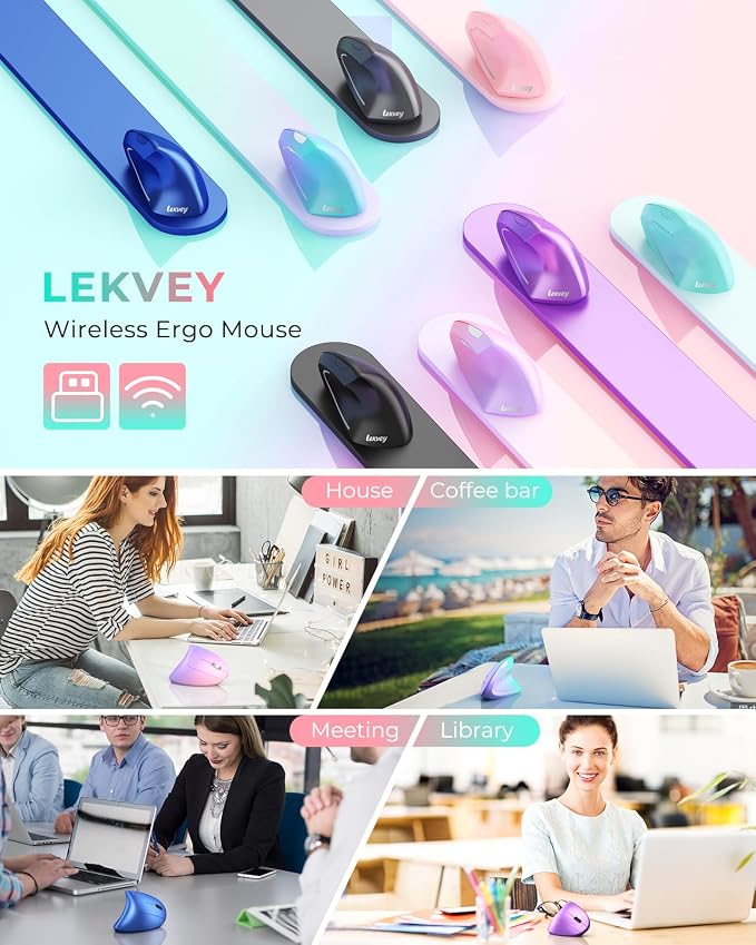 Lekvey Ergonomic Mouse, Vertical Wireless Mouse, Rechargeable 2.4G Optical - Image 7