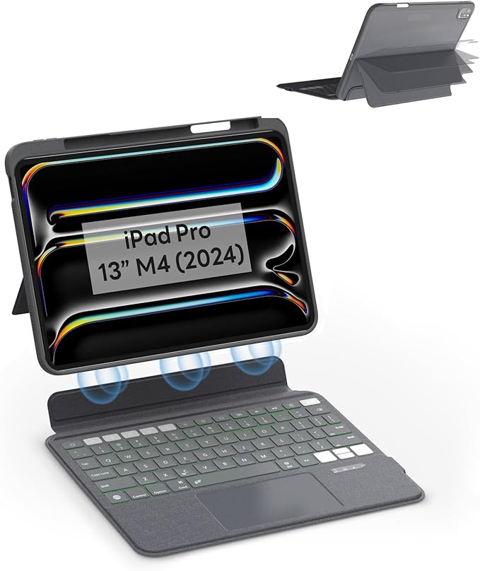 EIP Keyboard Case for iPad Pro 13 inch M4, 13” Magnetic Detachable Keyboard by eiP